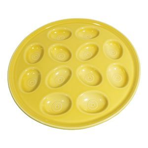 Vintage Fiesta Egg Serving Plate Yellow One Dozen 11" Diameter Deviled Eggs More